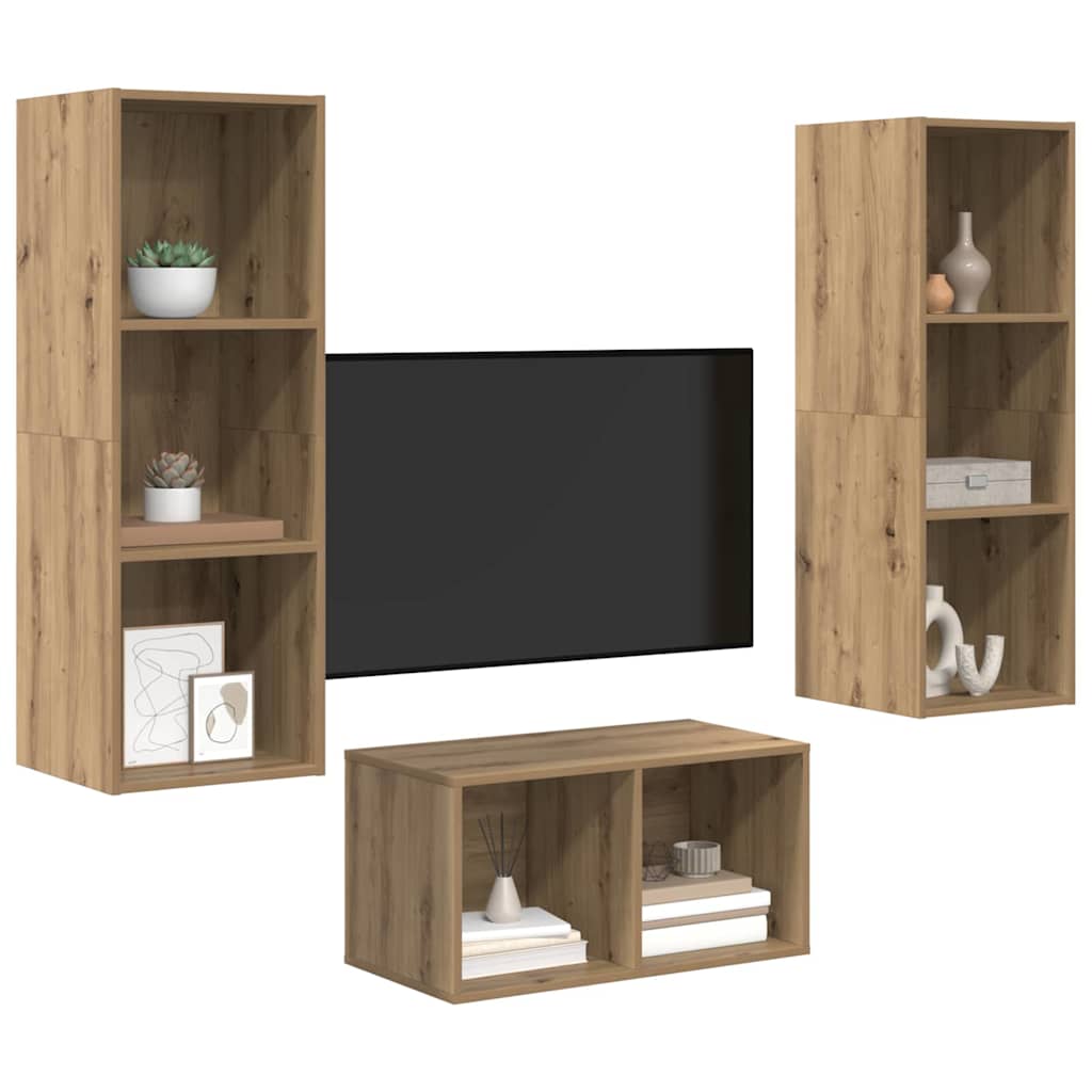 TV spintelės komplektas artisano ąžuolo 37 x 37 x 107 cm
