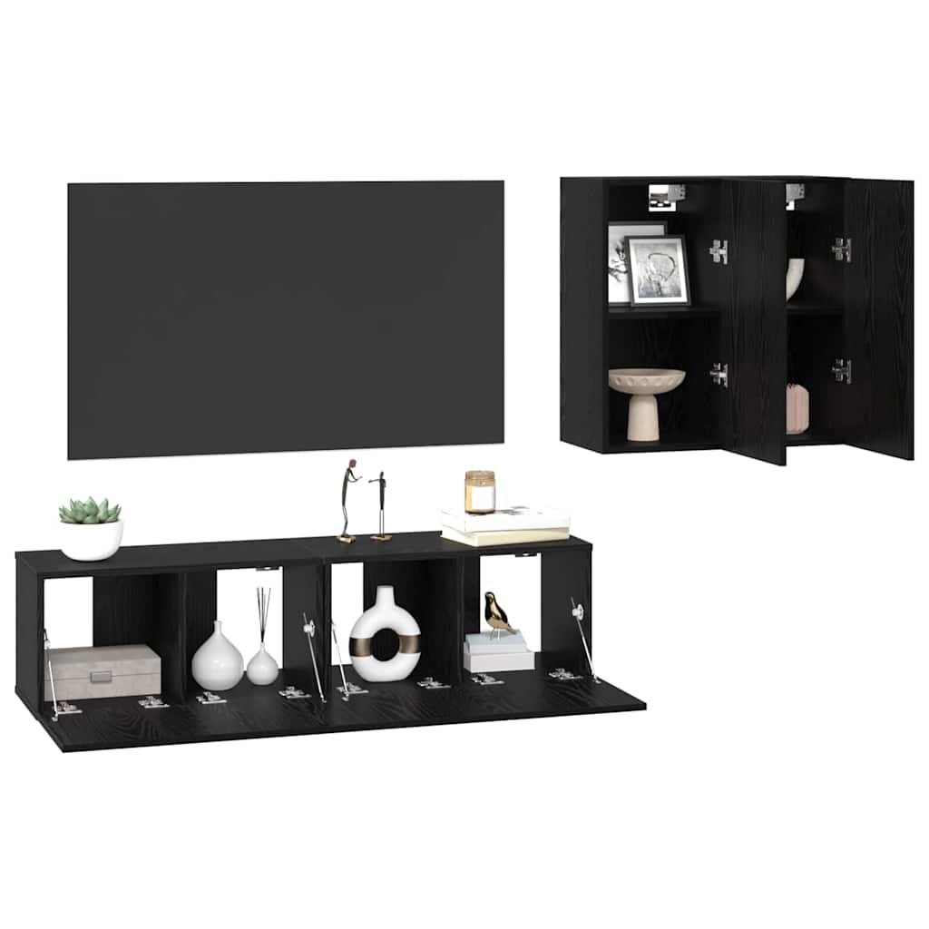 TV spintelės komplektas 4 pcs Juodas ąžuolas 120 x 30 x 30 cm