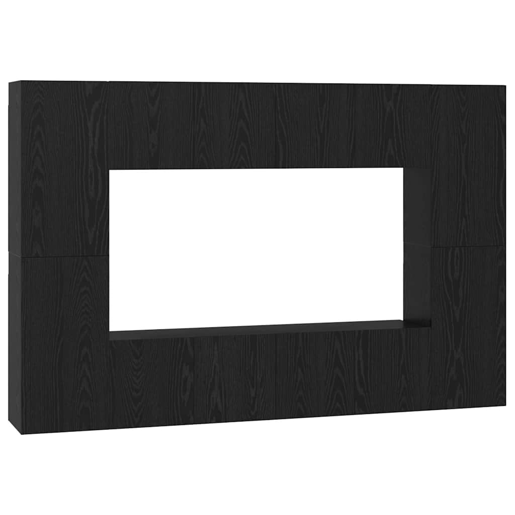 TV spintelių komplektas 8 pcs Juodas ąžuolas 181 x 30 x 120 cm