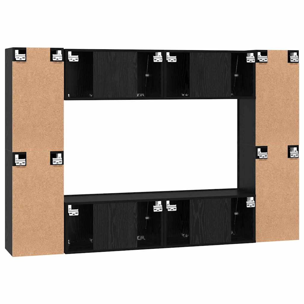 TV spintelių komplektas 8 pcs Juodas ąžuolas 181 x 30 x 120 cm