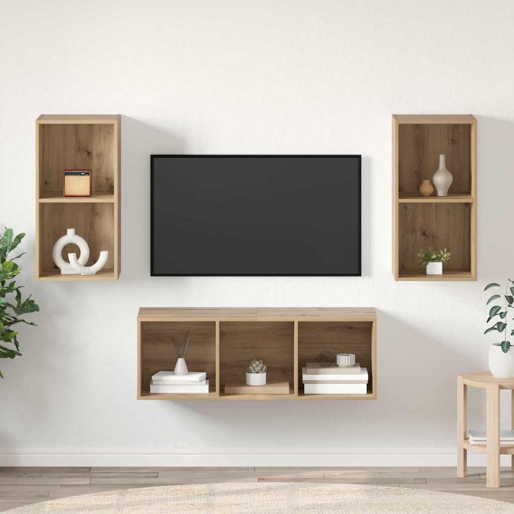 TV spintelių komplektas 3 pcs Amatininkų ąžuolas