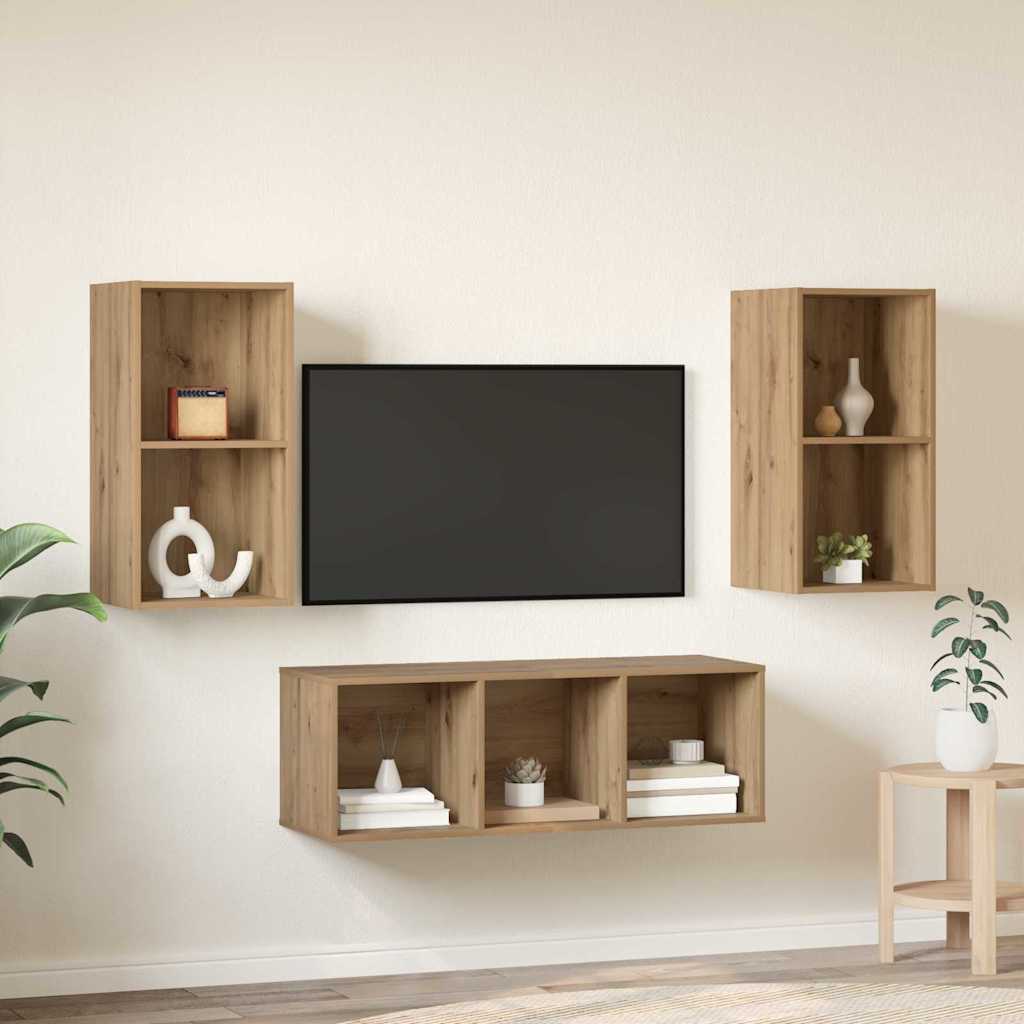 TV spintelių komplektas 3 pcs Amatininkų ąžuolas