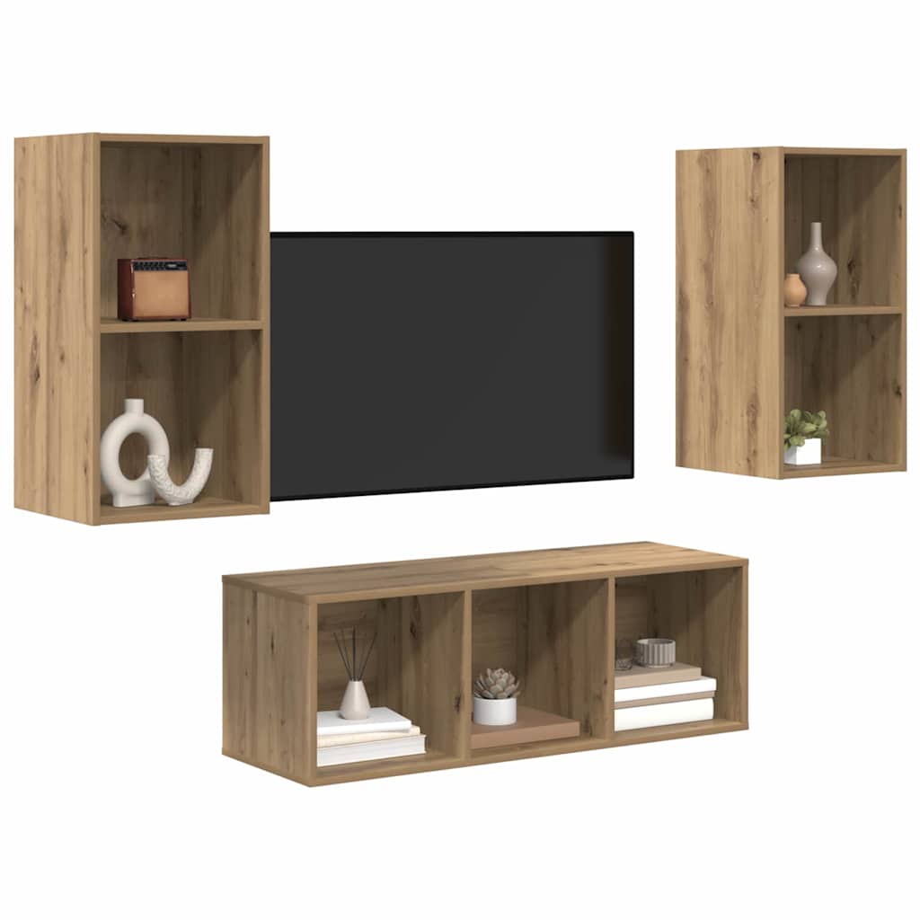 TV spintelių komplektas 3 pcs Amatininkų ąžuolas
