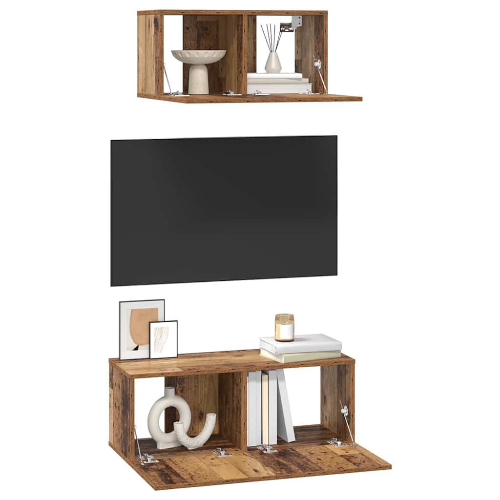 TV spintelių komplektas 2 pcs Senovinis medis Apdirbta mediena