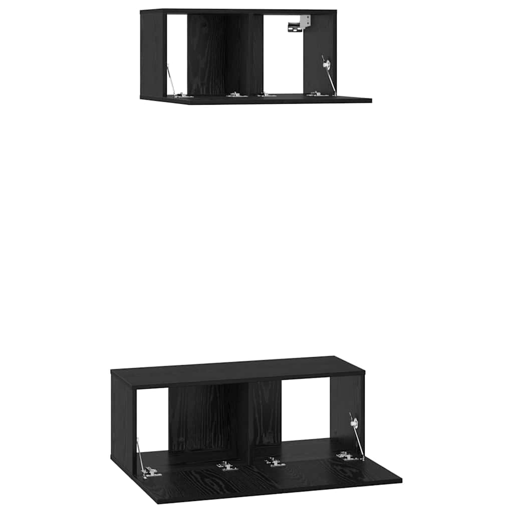 TV spintelių komplektas 2 pcs Juodas ąžuolas Apdirbta mediena