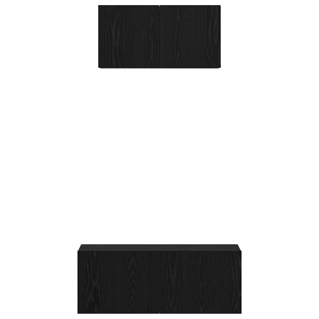 TV spintelių komplektas 2 pcs Juodas ąžuolas Apdirbta mediena