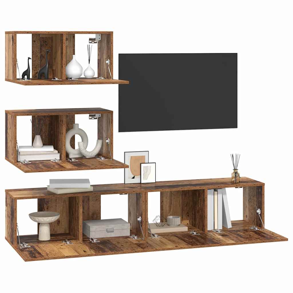 TV spintelių komplektas 4 pcs Sena mediena 80 x 30 x 30 cm