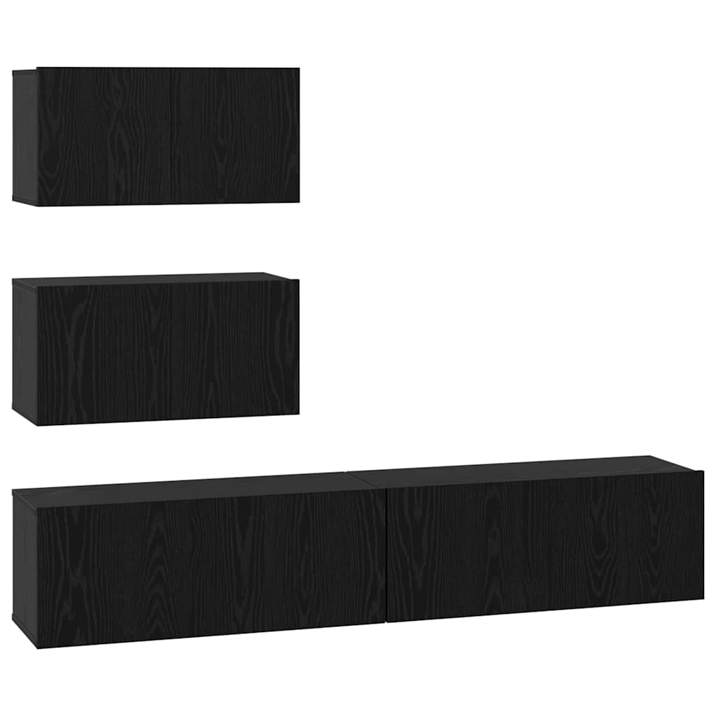 TV spintelių komplektas 4 pcs Juodojo ąžuolo Apdirbta mediena