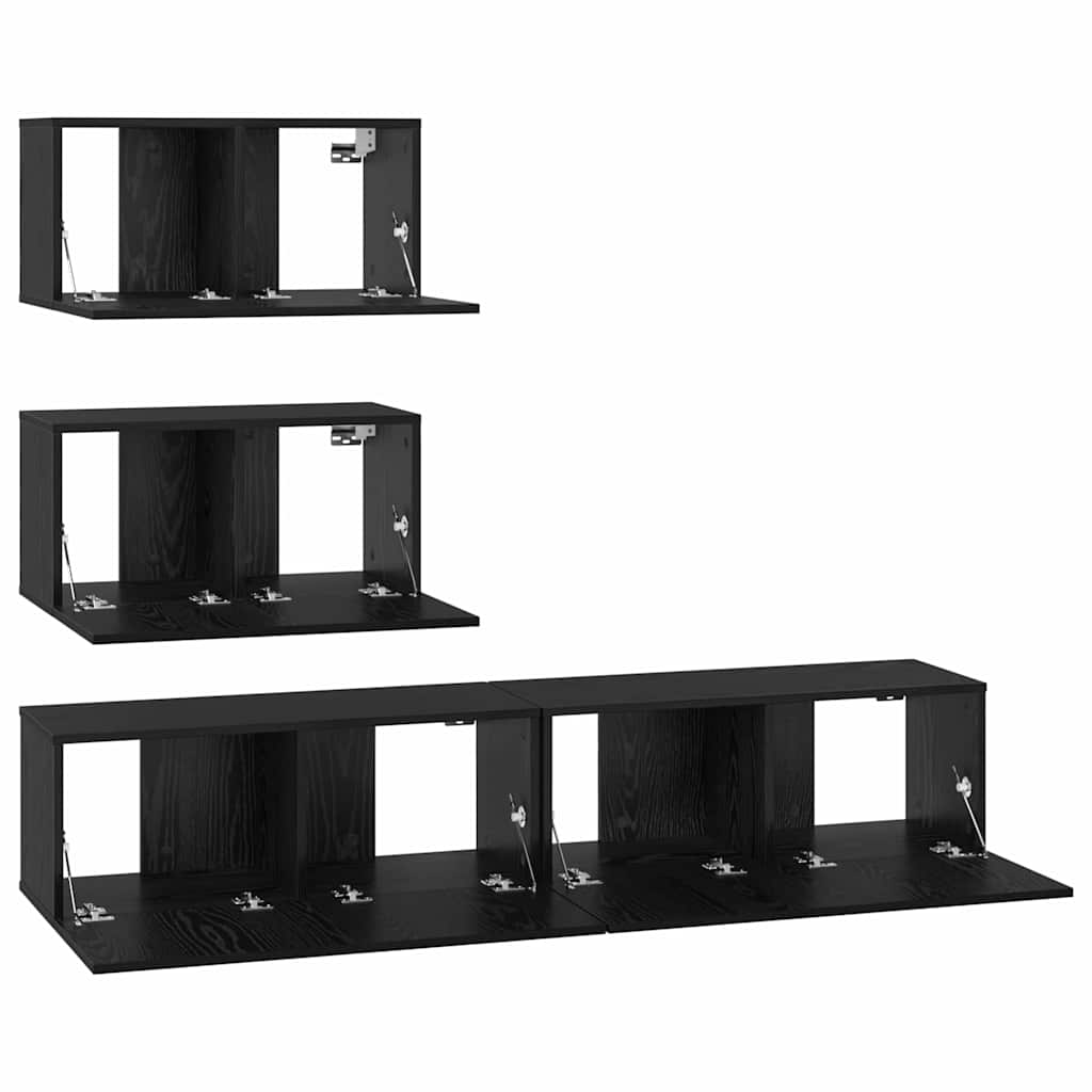 TV spintelių komplektas 4 pcs Juodojo ąžuolo Apdirbta mediena
