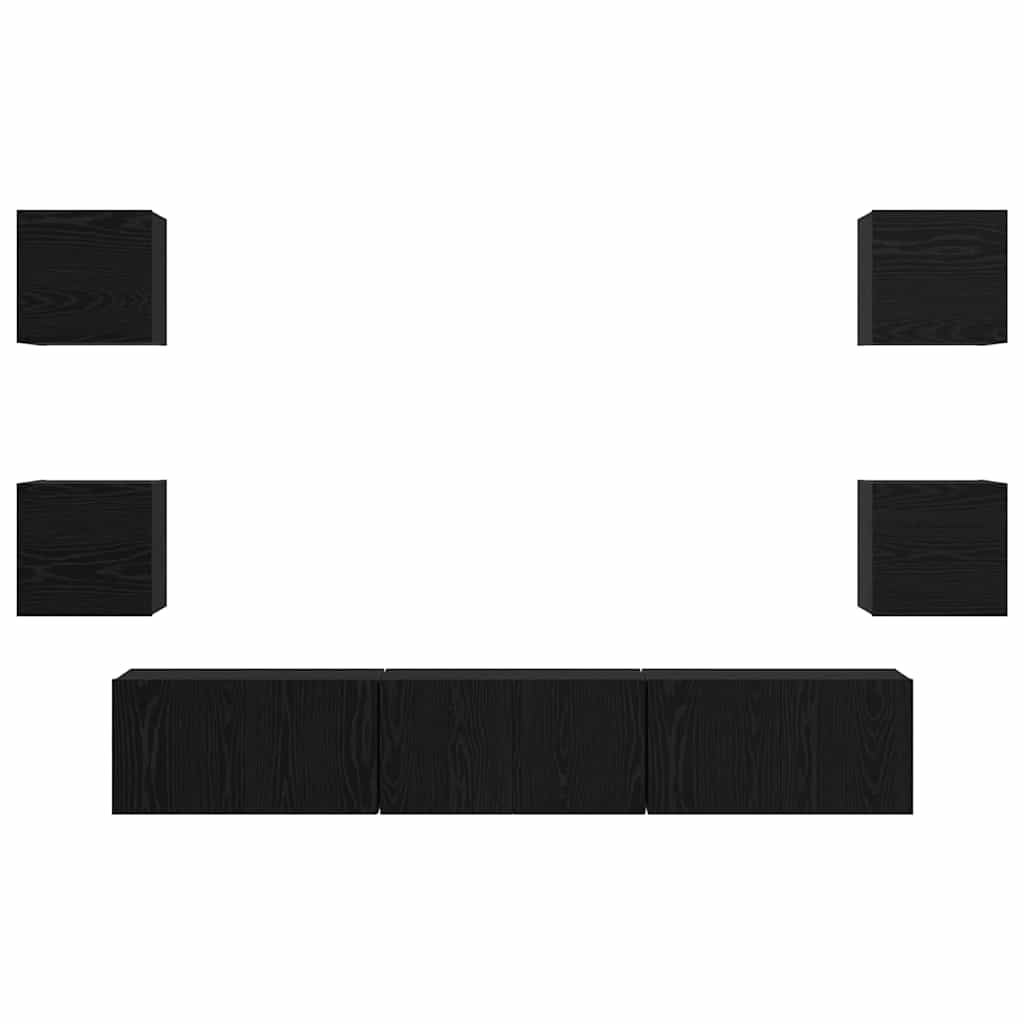 TV spintelių komplektas 7 pcs Juodas ąžuolas Apdirbta mediena