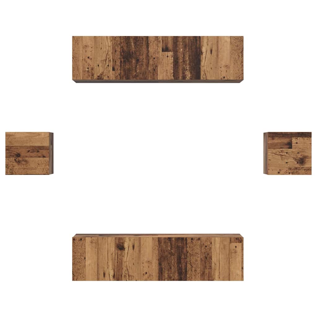 TV Cabinet Set 6 pcs Antique Wood Engineered Wood