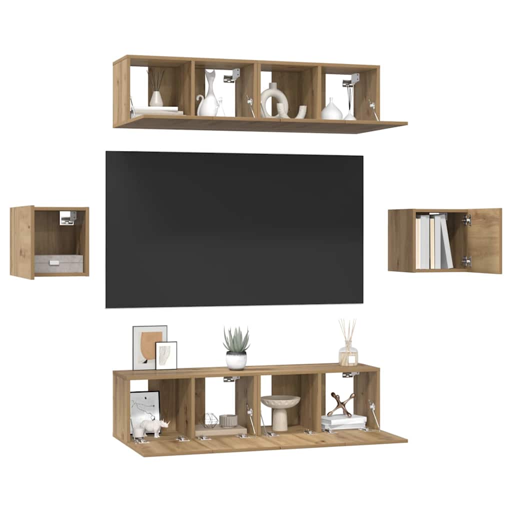 TV cabinet set 6 pcs Artisan oak