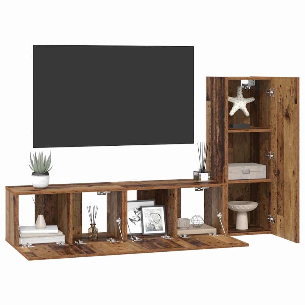 TV spintelių komplektas 3 pcs Sena mediena 150.5 x 30 x 90 cm