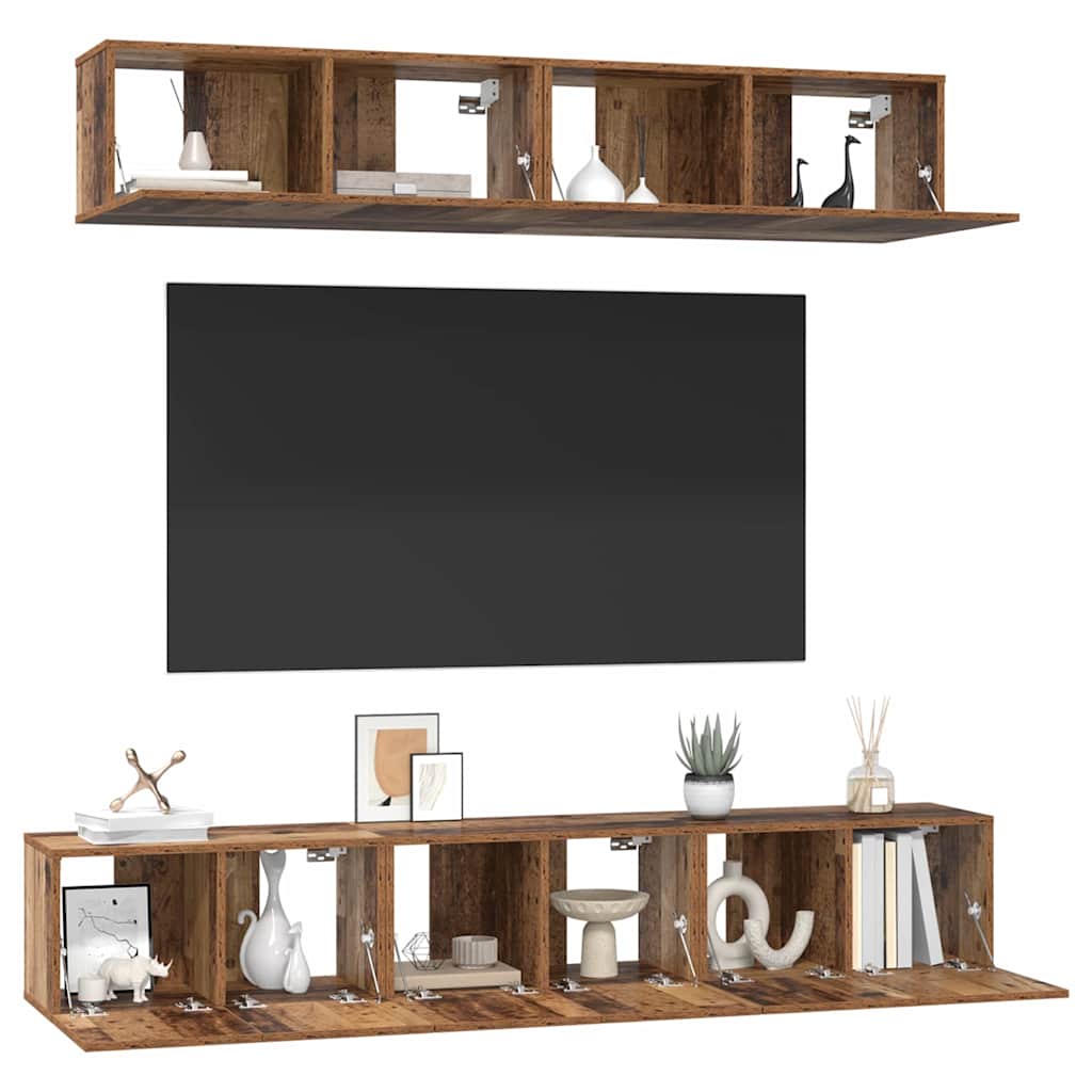TV spintelės komplektas 5 pcs Sena mediena Standartinė Vidutinė