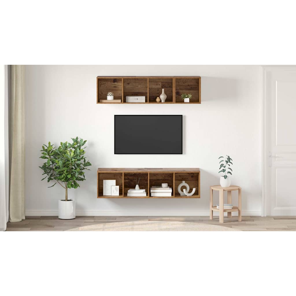TV spintelių komplektas 3 pcs Senovinis medis Apdirbta mediena