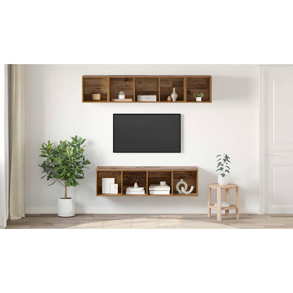 TV spintelių komplektas 4 pcs Senovinis medis Apdirbta mediena