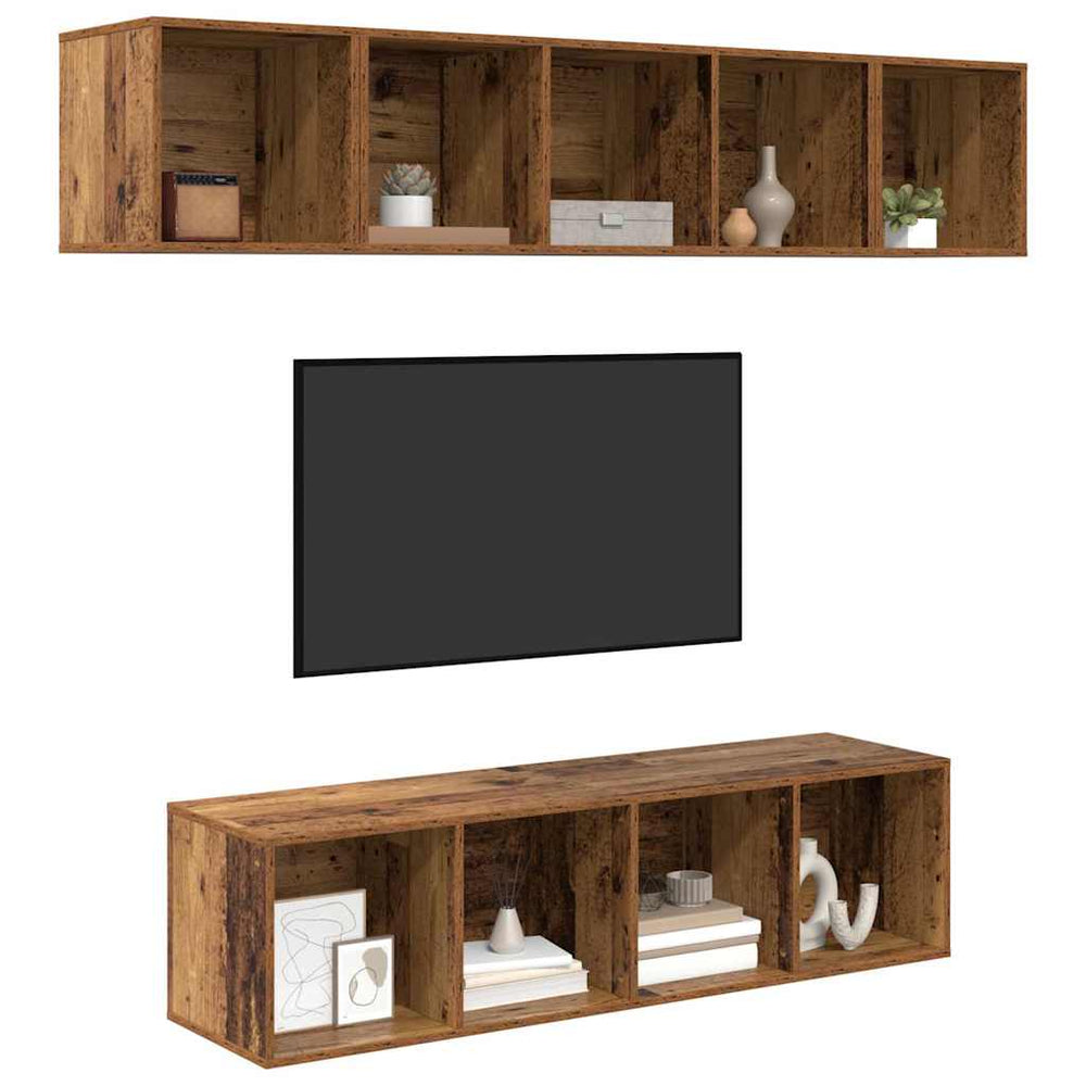 TV spintelių komplektas 4 pcs Senovinis medis Apdirbta mediena