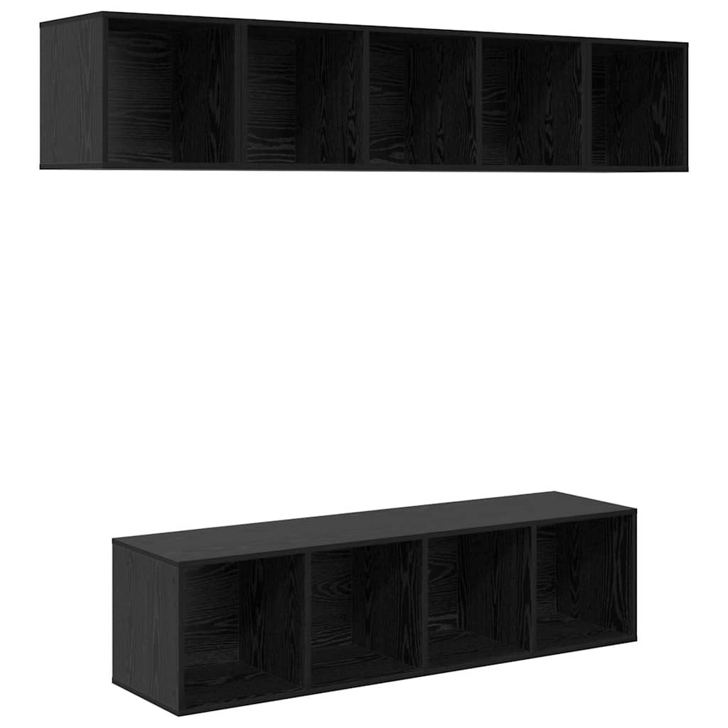 TV spintelių komplektas 4 pcs juoda ąžuolo 37 x 37 x 142.5 cm