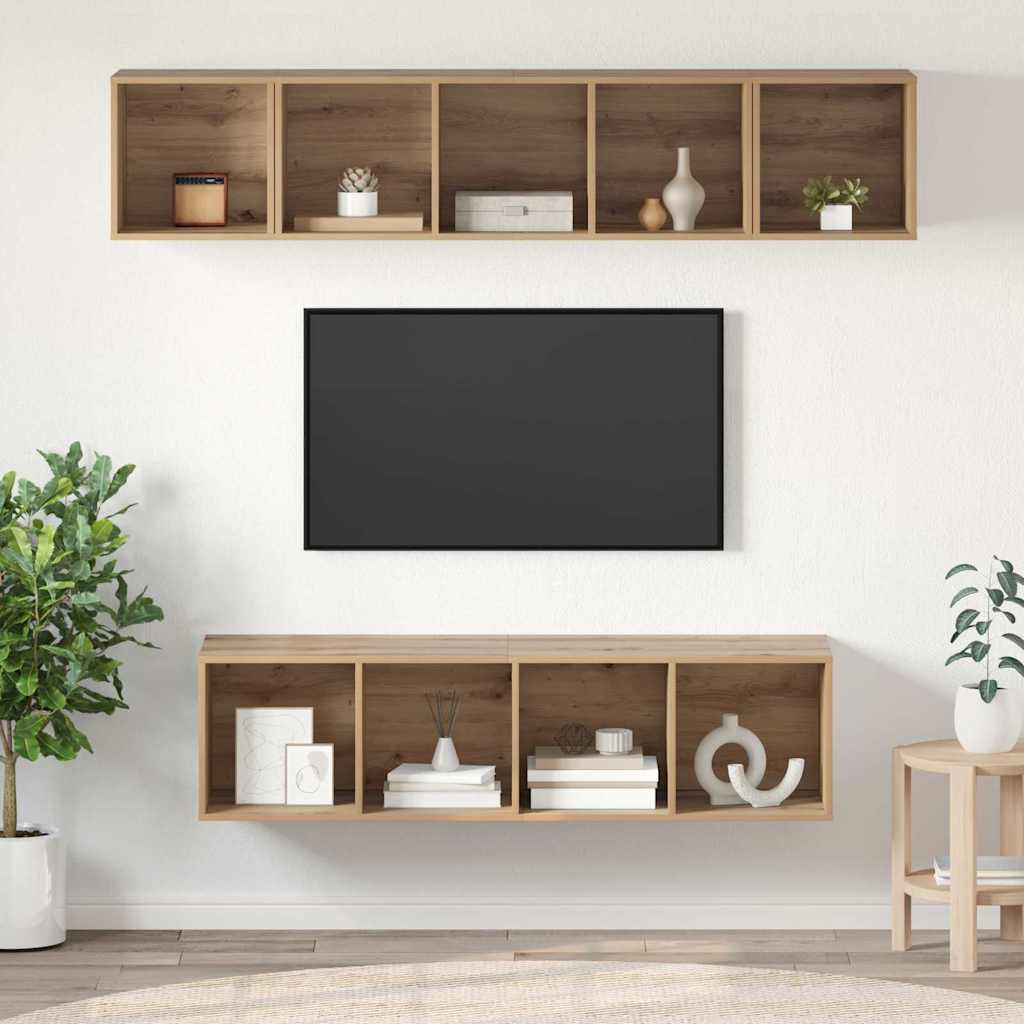 TV skapju komplekts ar uzglabāšanas vietu 4 gab. artisan ozola krāsā