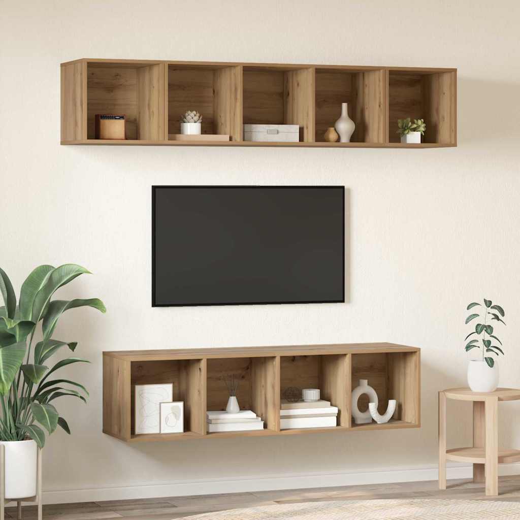 TV skapju komplekts ar uzglabāšanas vietu 4 gab. artisan ozola krāsā