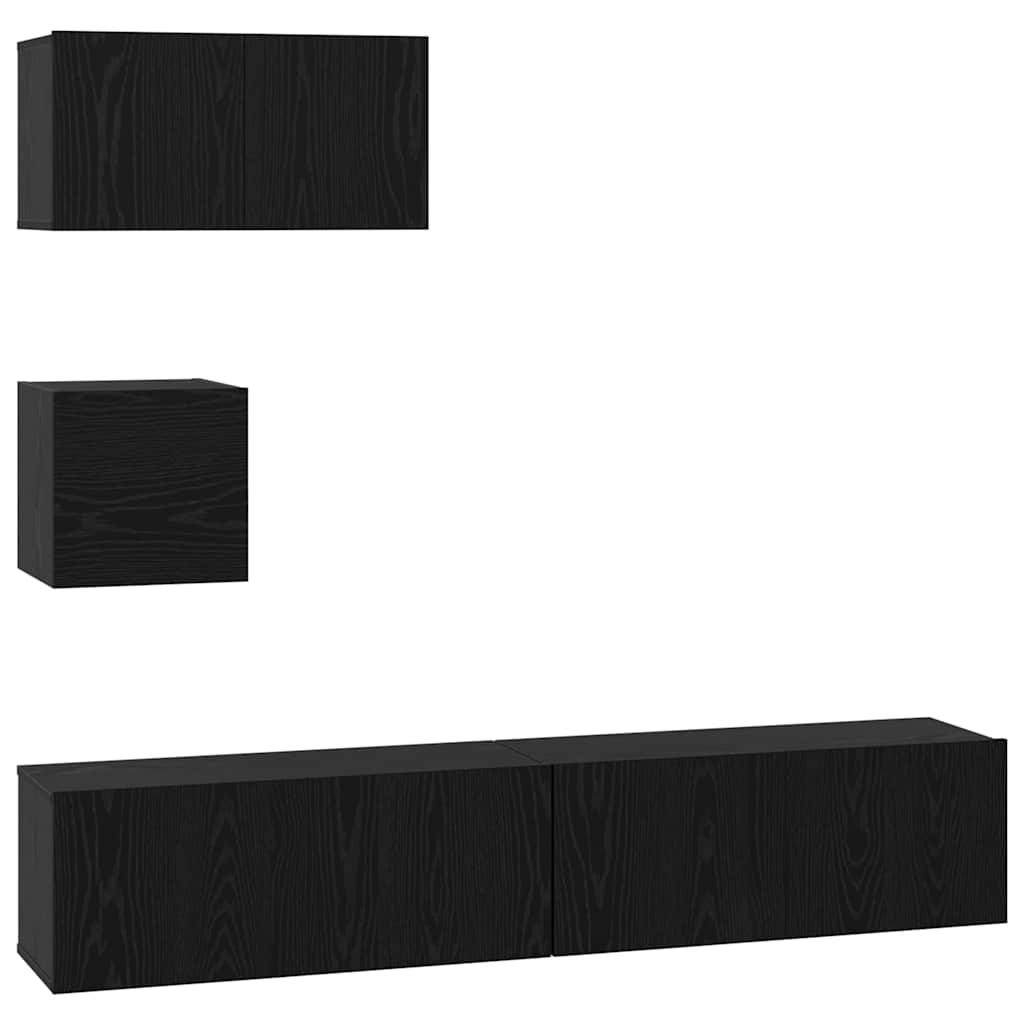 TV spintelių komplektas 4 pcs Juodas ąžuolas Apdirbta mediena