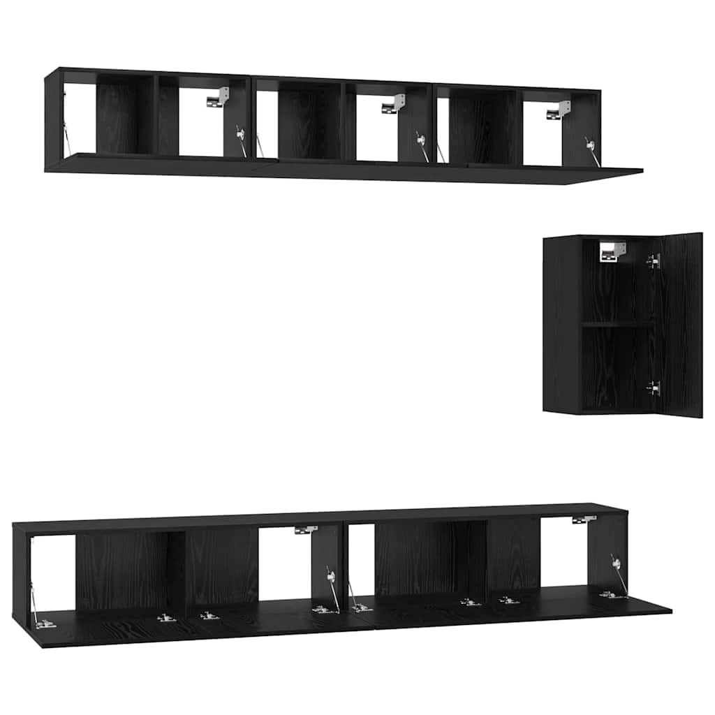 TV spintelių komplektas 6 pcs juoda ąžuolo 100 x 30 x 30 cm