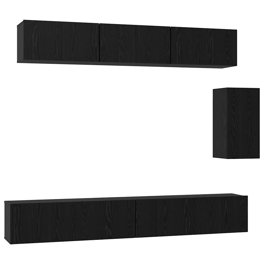 TV spintelių komplektas 6 pcs juoda ąžuolo 100 x 30 x 30 cm