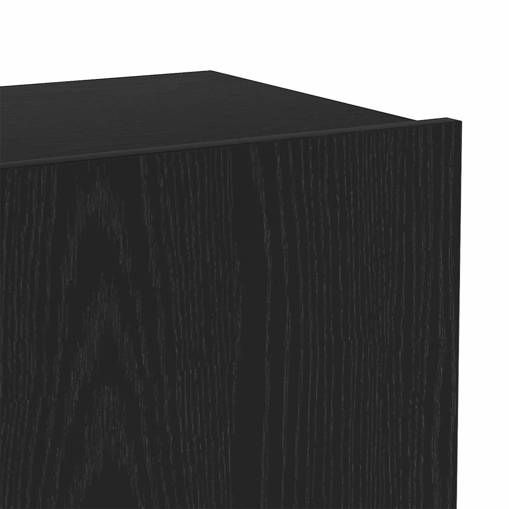 6 dalių TV spintelės komplektas, montuojamas ant sienos, juoda ąžuolo inžinerinė mediena