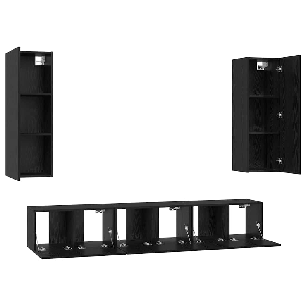 TV cabinet set 5 pcs Black oak Engineered wood
