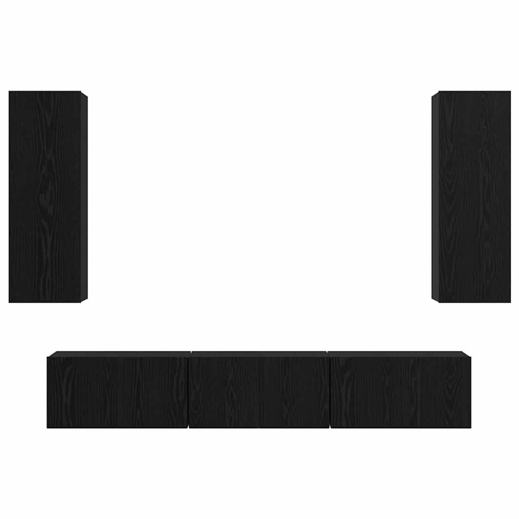TV cabinet set 5 pcs Black oak Engineered wood