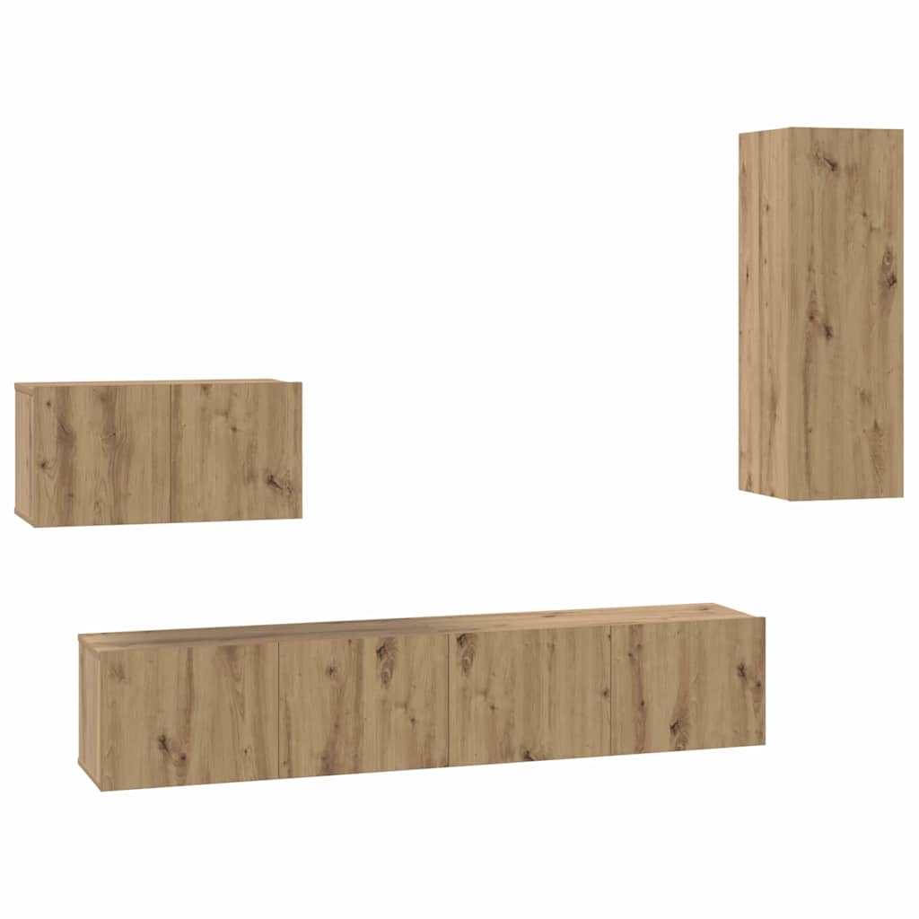 Wall-mounted TV stand 4 pcs Artisan oak