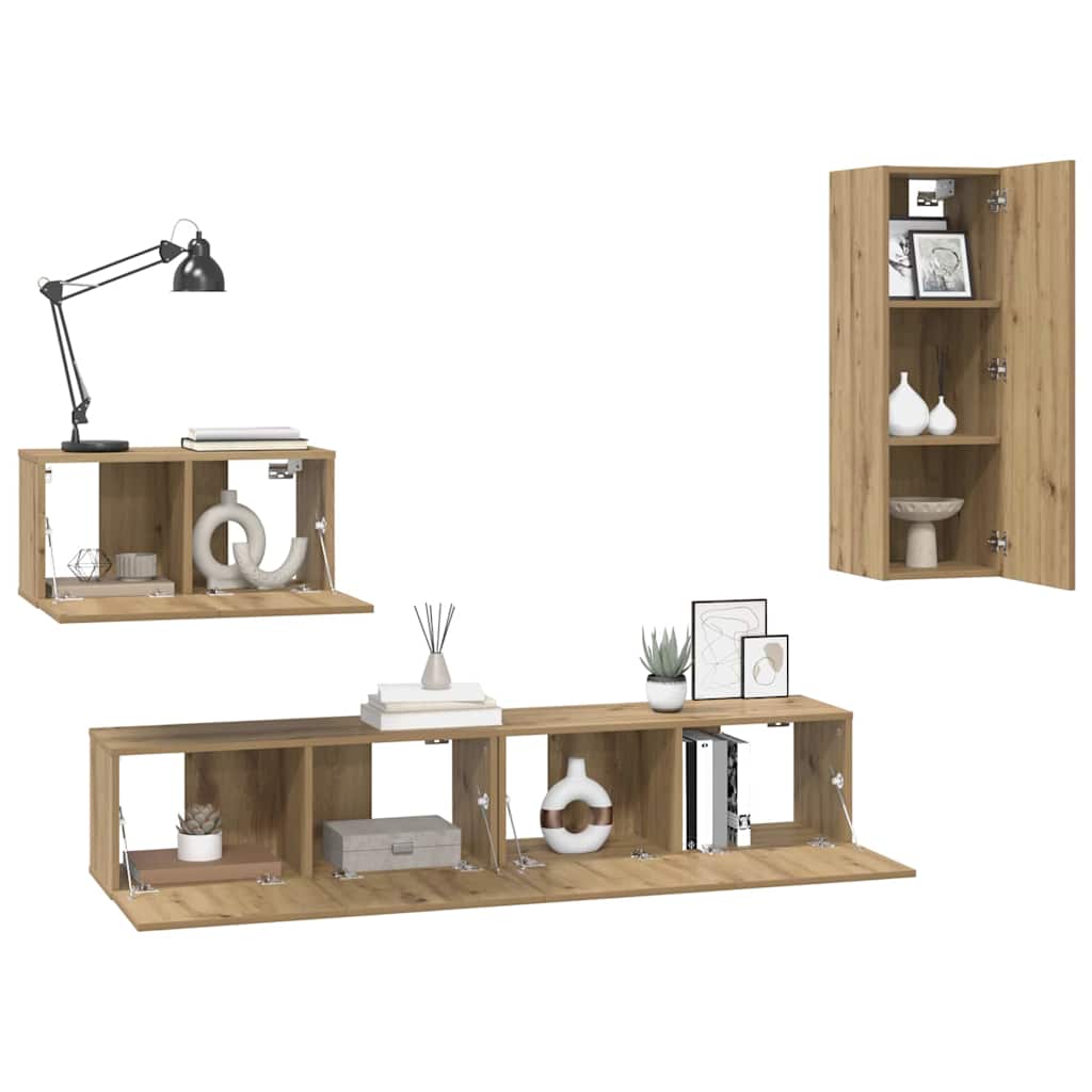 Wall-mounted TV stand 4 pcs Artisan oak