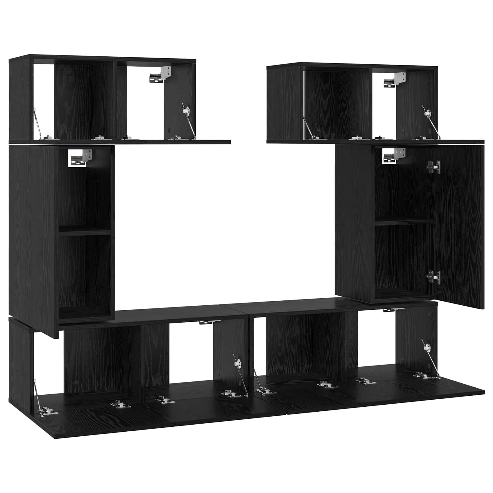 TV spintelių komplektas 6 pcs Juodas ąžuolas Apdirbta mediena