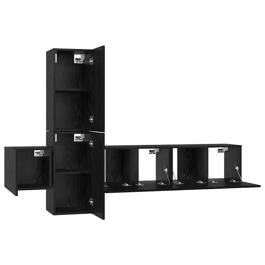 TV spintelių komplektas 5 pcs juoda ąžuolo Apdirbta mediena