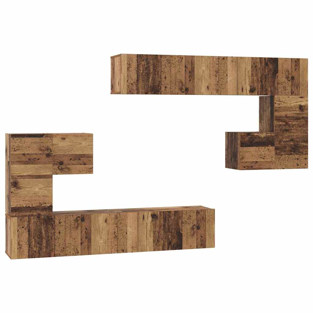 TV units 4 pcs Antique wood Processed wood