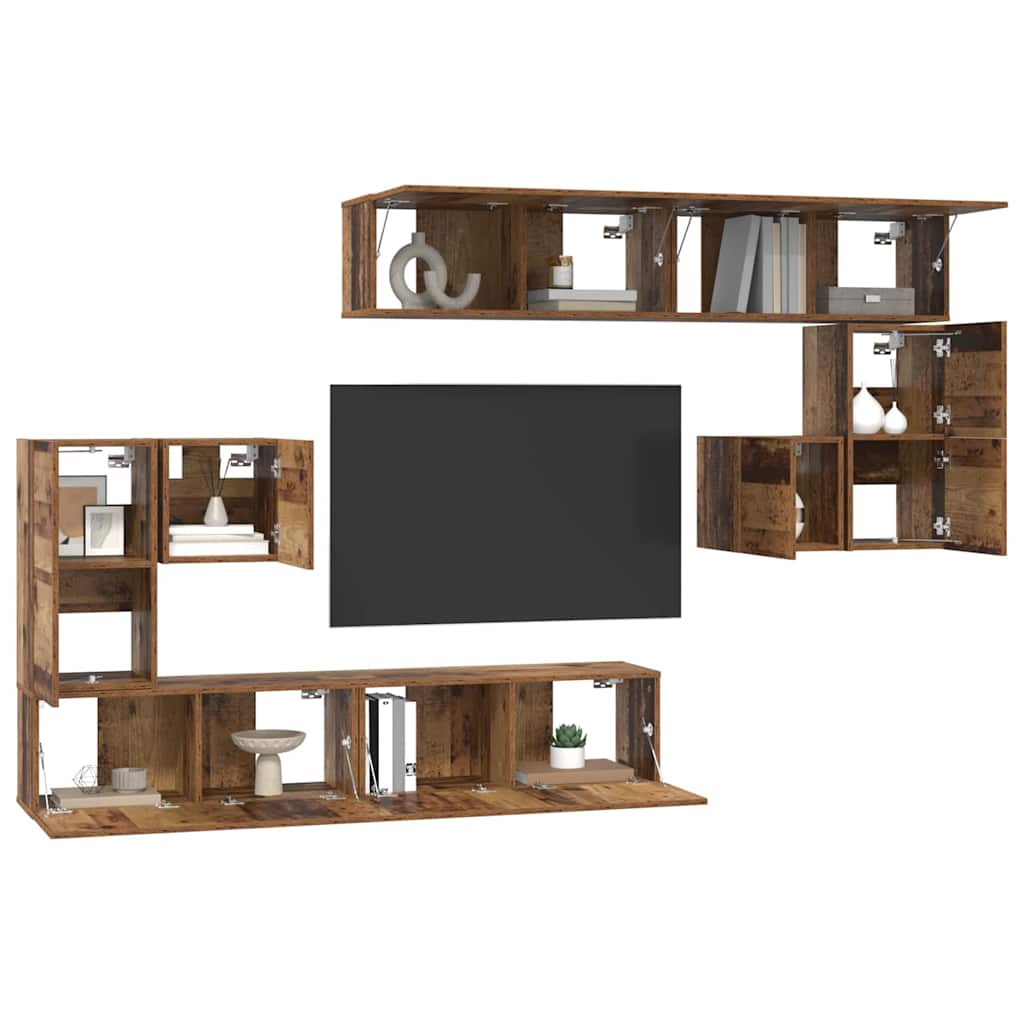 TV units 4 pcs Antique wood Processed wood