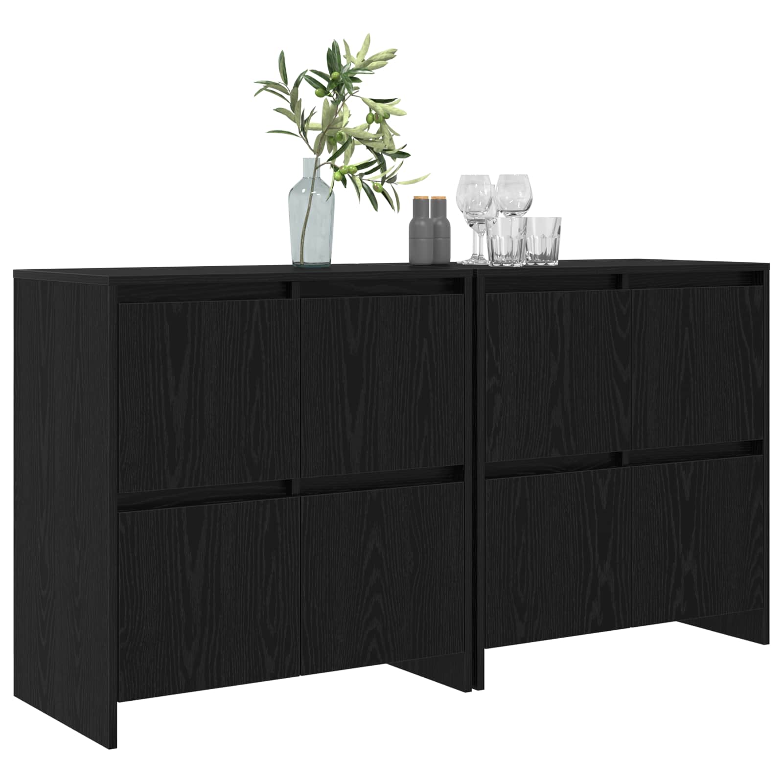 Kabalas 2 pcs juoda ąžuolo 70 x 41 x 75 cm Apdirbta mediena