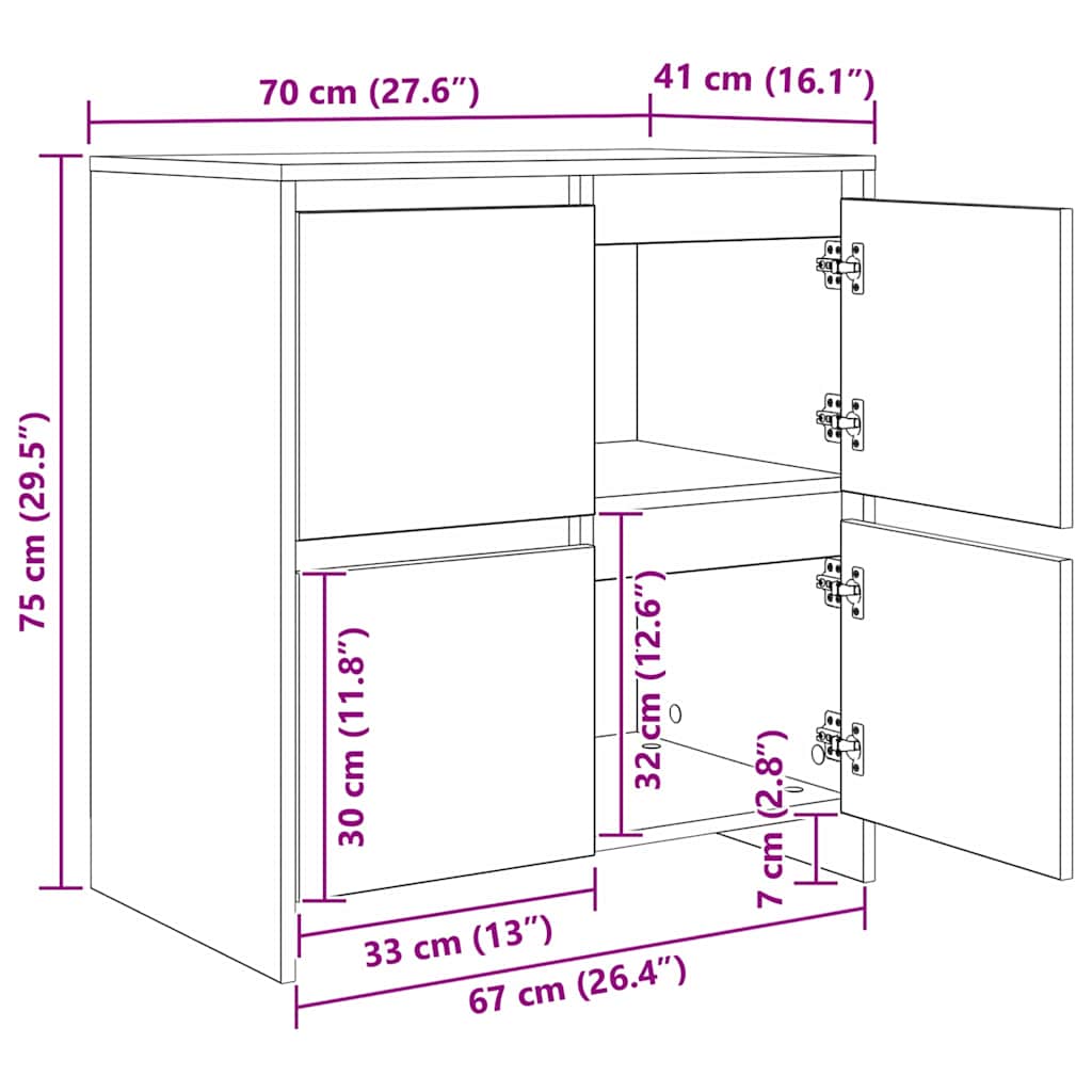Kabalas 2 pcs juoda ąžuolo 70 x 41 x 75 cm Apdirbta mediena