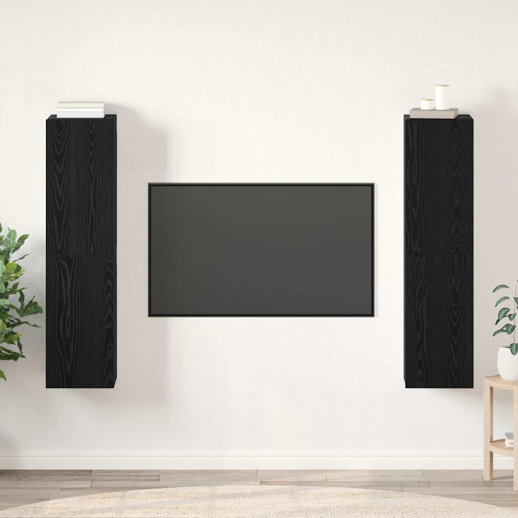TV Cabinet Set 4 pcs black oak 30.5 x 30 x 60 cm