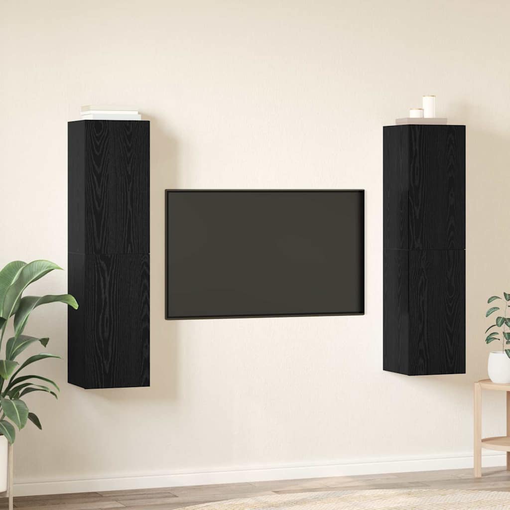 TV Cabinet Set 4 pcs black oak 30.5 x 30 x 60 cm