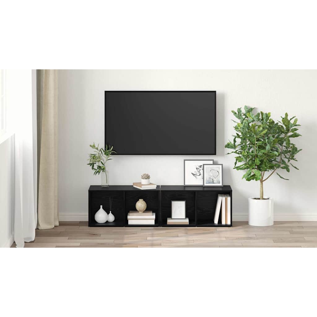TV spintelių komplektas 2 pcs Juodas ąžuolas 37 x 35 x 72 cm