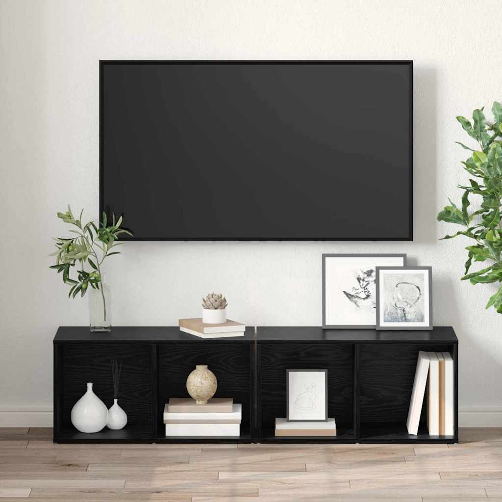 TV spintelių komplektas 2 pcs Juodas ąžuolas 37 x 35 x 72 cm