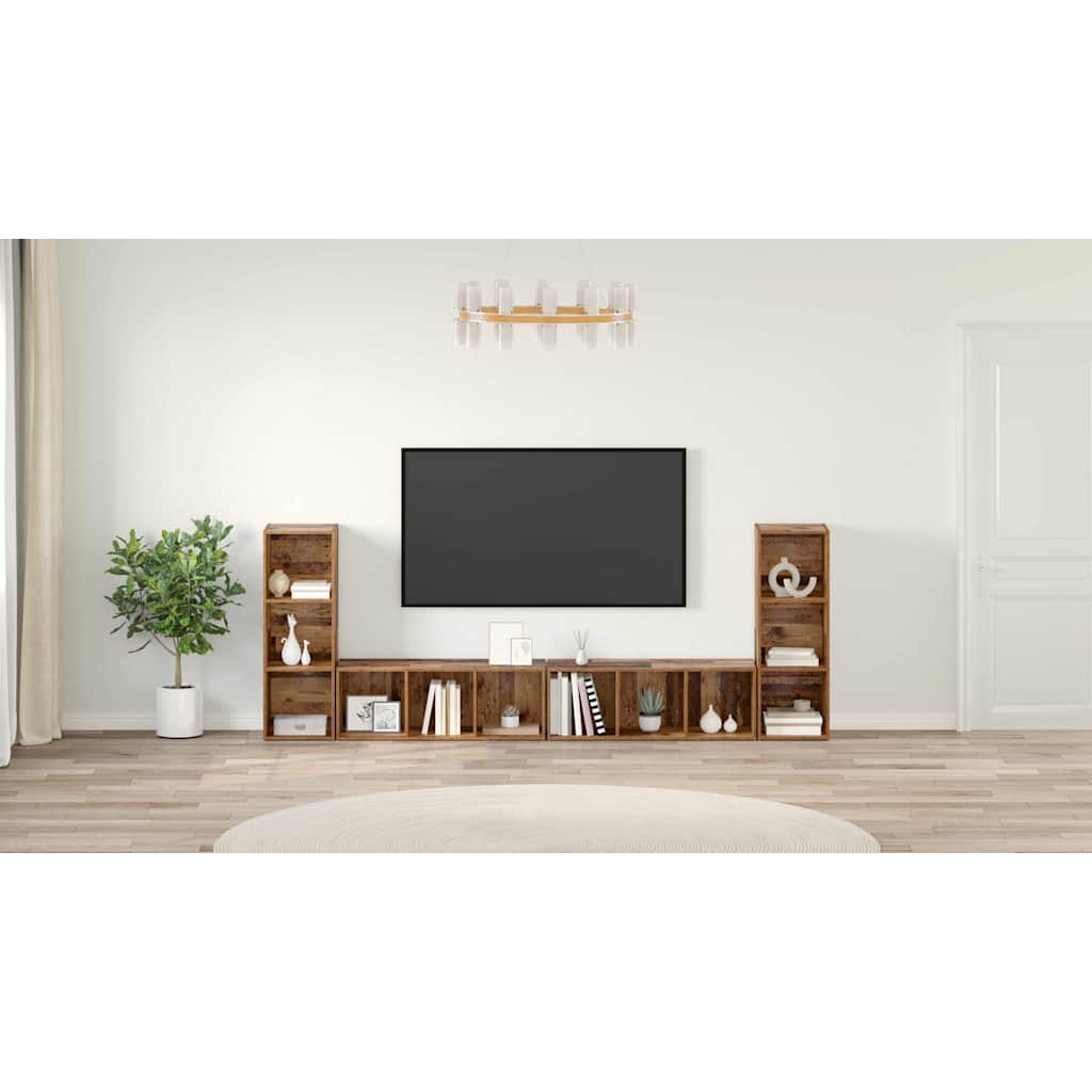 Televizoriaus spintelė 4 pcs Senas medis 37 x 35 x 107.5 cm