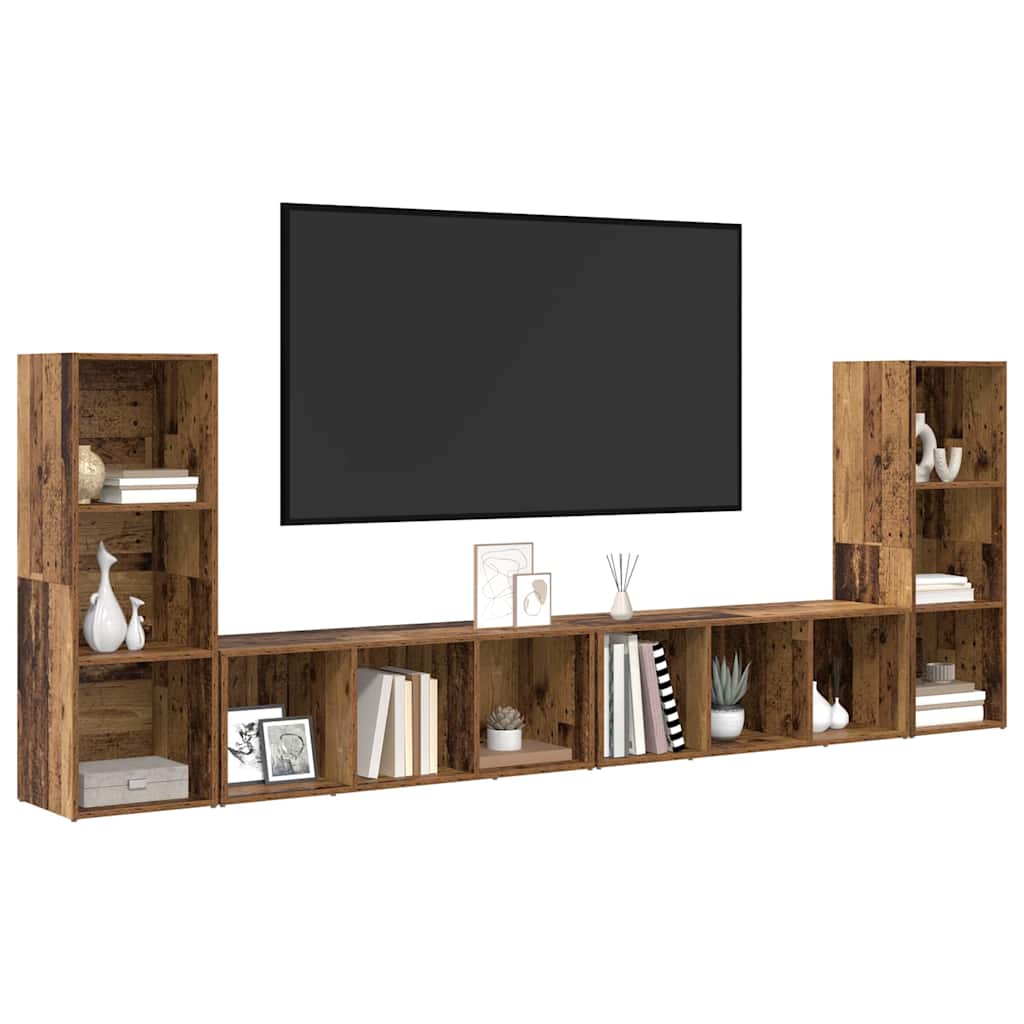 Televizoriaus spintelė 4 pcs Senas medis 37 x 35 x 107.5 cm