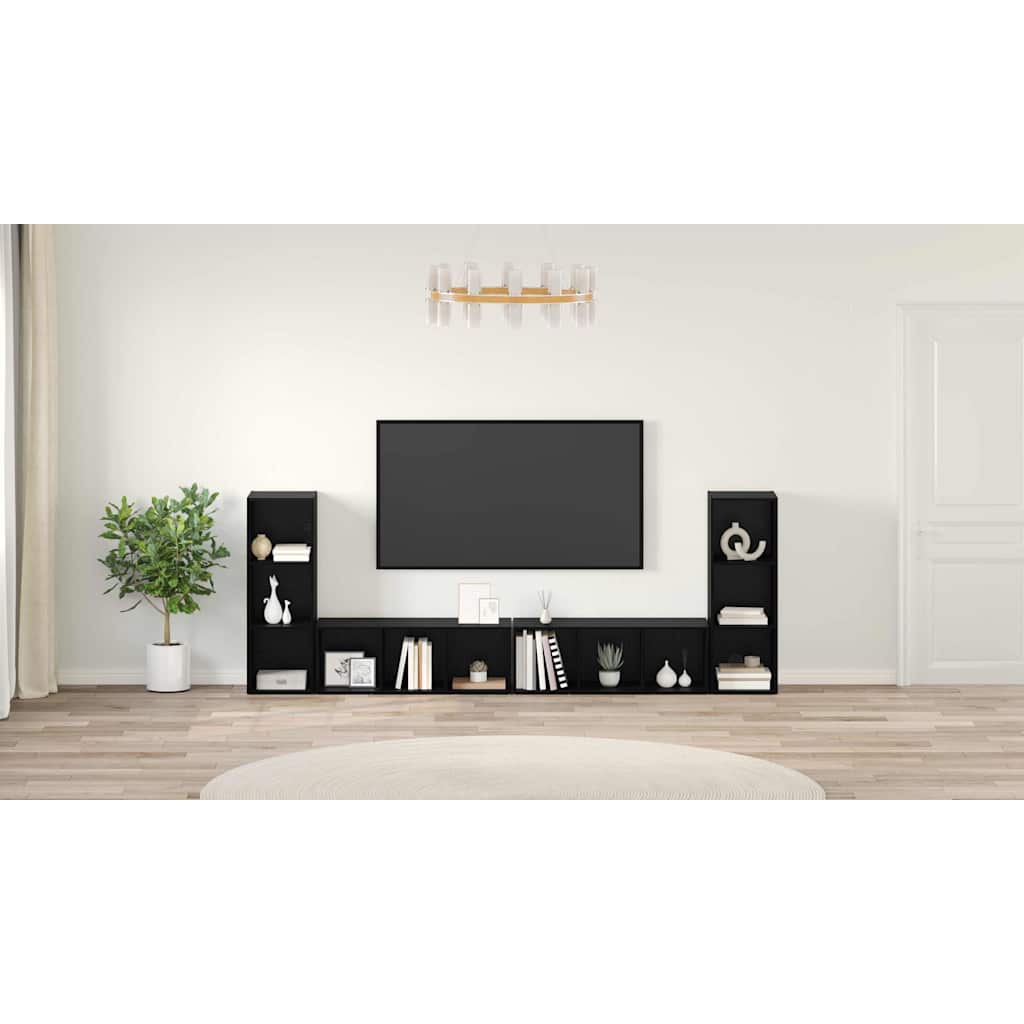 TV spintelių komplektas 4 pcs Juodas ąžuolas 37 x 35 x 107,5 cm