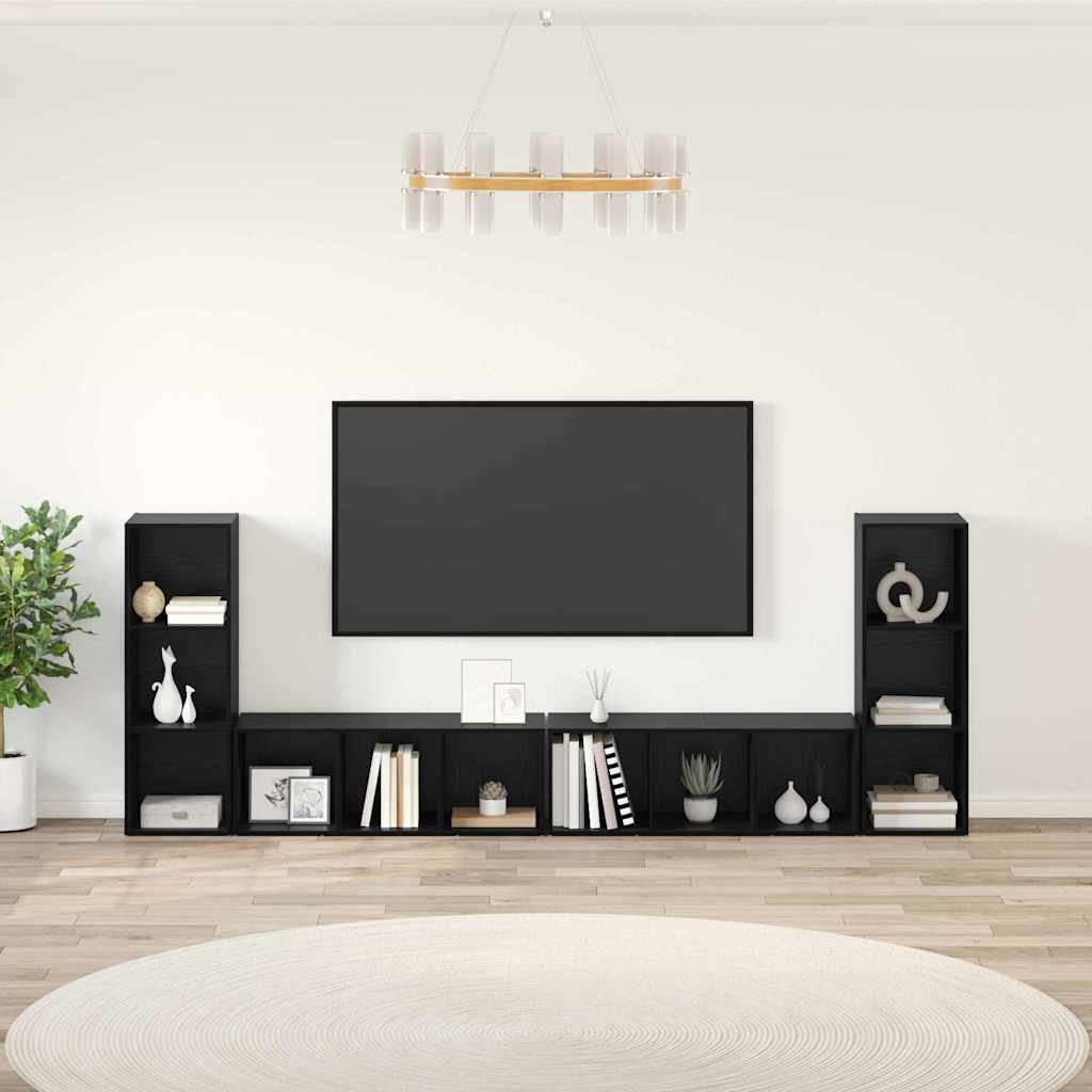TV spintelių komplektas 4 pcs Juodas ąžuolas 37 x 35 x 107,5 cm