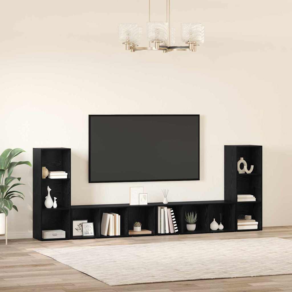 TV spintelių komplektas 4 pcs Juodas ąžuolas 37 x 35 x 107,5 cm