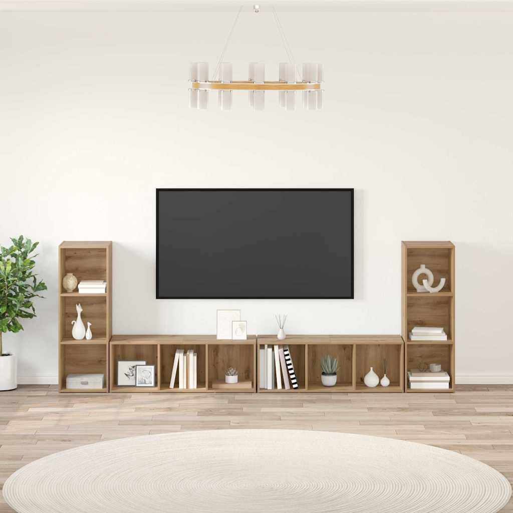 Televizoriaus spintelė 4 pcs Meistro ąžuolas 37 x 35 x 107.5 cm