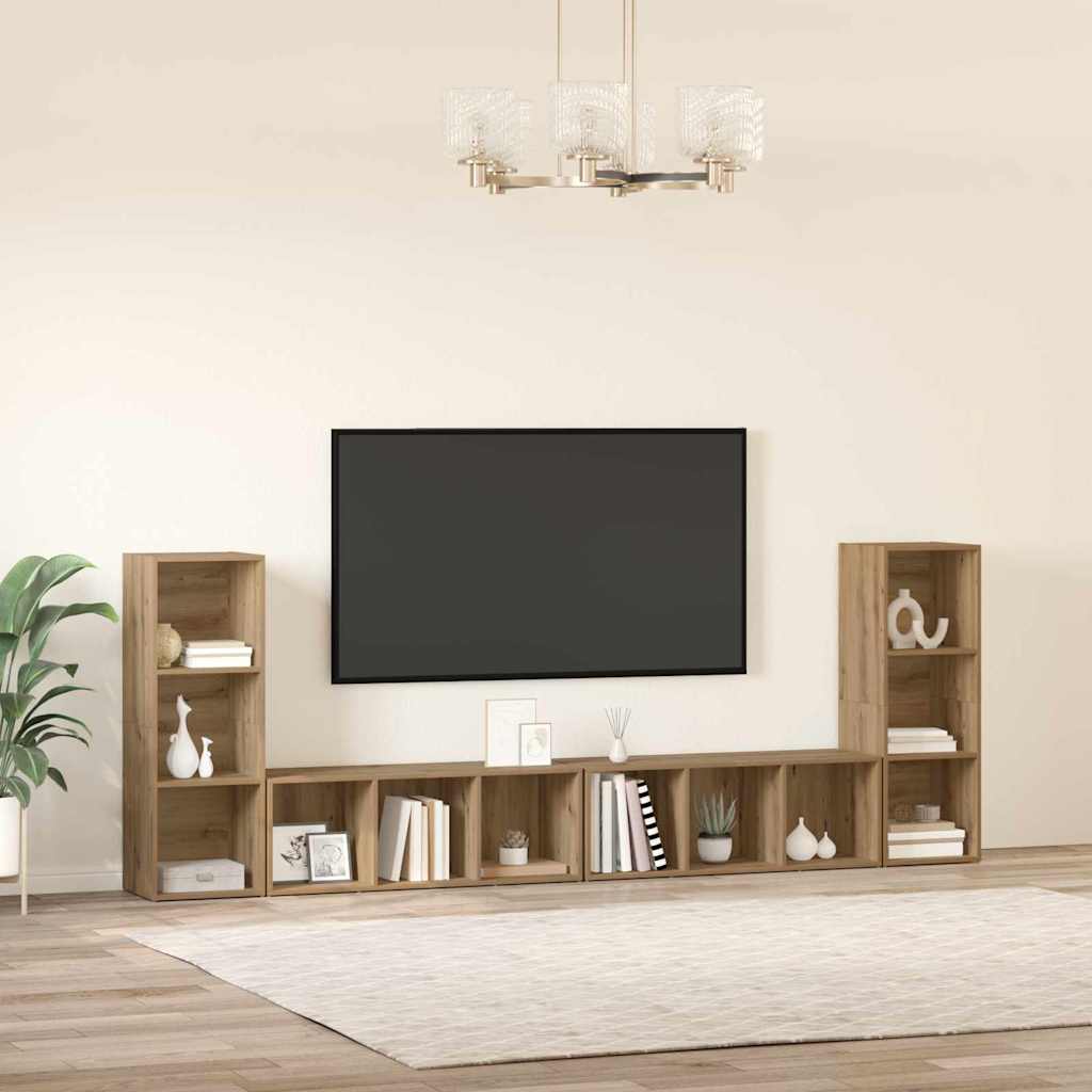 Televizoriaus spintelė 4 pcs Meistro ąžuolas 37 x 35 x 107.5 cm