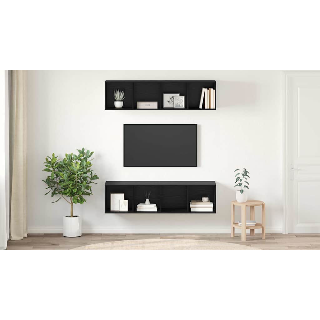 TV spintelių komplektas 2 pcs juoda ąžuolo 37 x 37 x 142.5 cm